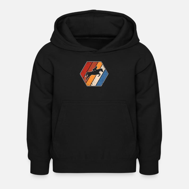 Pferd Retro - Kinder Hoodie - Schwarz