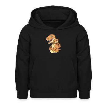 Starker Dino mit Dinosaurier Kind - Kinder Hoodie - Schwarz - Vorne - AI Model Kid Female (0cm)