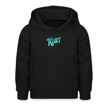 Kurt Namen personalisiert - Kinder Hoodie - Schwarz - Vorne - AI Model Kid Female (0cm)