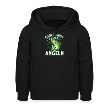 Coole Jungs Gehen Angeln Fischen Angler - Kinder Hoodie - Schwarz - Vorne - AI Model Kid Female (0cm)