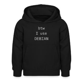 btw j’utilise Debian Linux - Sweat à capuche Enfant - noir - Devant - AI Model Kid Female (0cm)