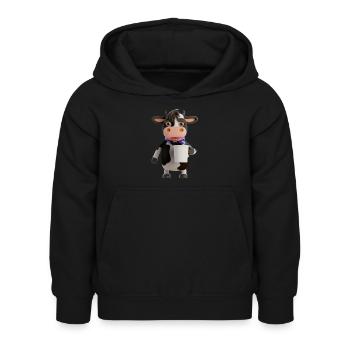 Bonjour café vache latte - Sweat à capuche Enfant - noir - Devant - AI Model Kid Female (0cm)