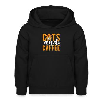 Cats and coffee - Kids Hoodie - black - Front - AI Model Kid Female (0cm)