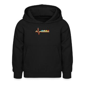 Schwein Retro Herzschlag - Kinder Hoodie - Schwarz - Vorne - AI Model Kid Female (0cm)