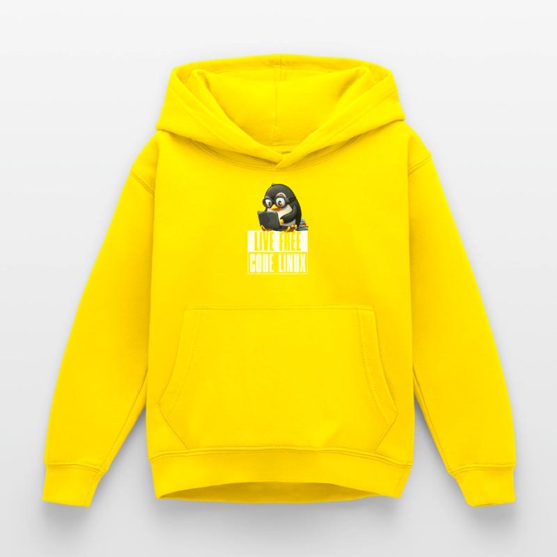 Live Free Code Linux Nerd Tux Nerdy Penguin Coding Kinder Hoodie