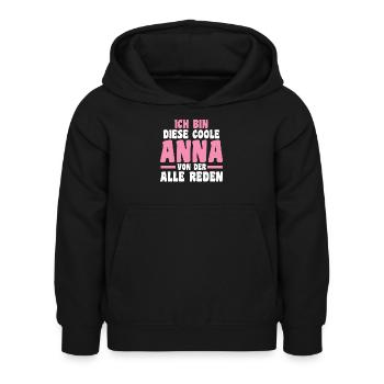 Anna - Kinder Hoodie - Schwarz - Vorne - AI Model Kid Female (0cm)