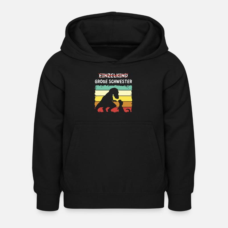 Einzelkind große Schwester Dino - Kinder Hoodie - Schwarz