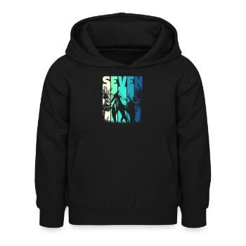 Ptérodactyle 7 ans garçon 7ème anniversaire rétro - Sweat à capuche Enfant - noir - Devant - AI Model Kid Female (0cm)