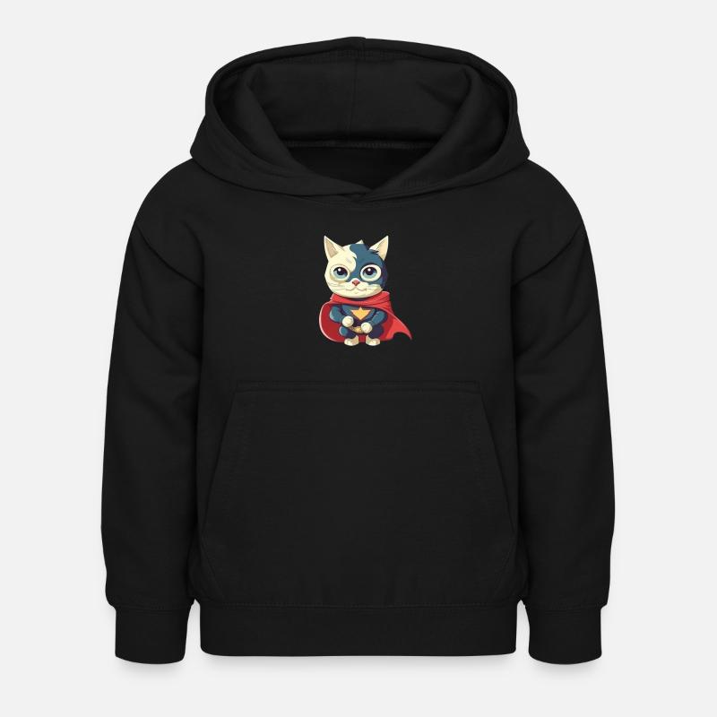 Chat héros mignon - Sweat à capuche Enfant - noir