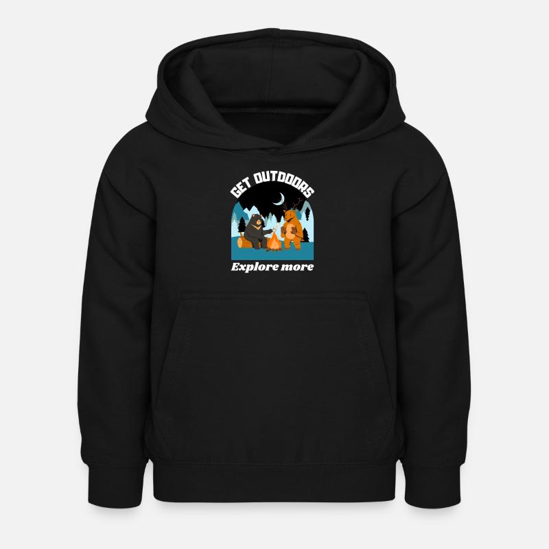 Get outside, explore more - Kids Hoodie - black