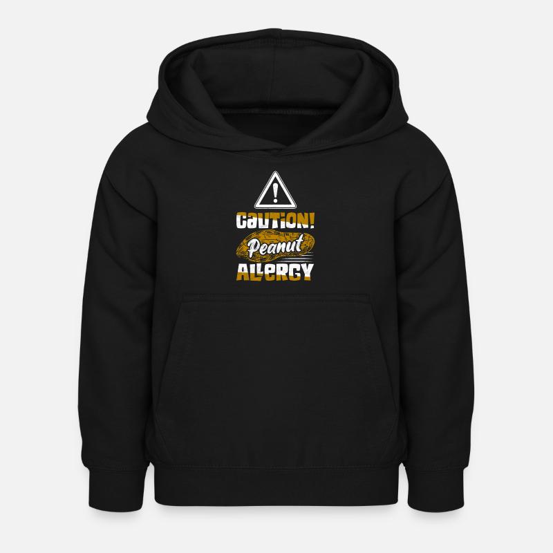 Caution! Peanut Allergy Nut Allergic Awareness - Kinder Hoodie - Schwarz