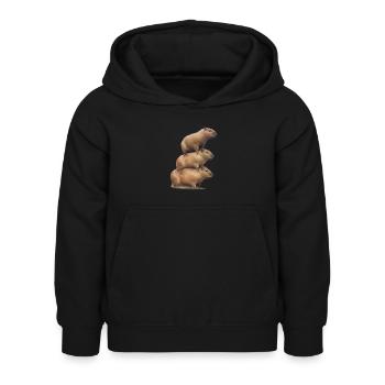 Capybara chevauchent les uns sur les autres - Sweat à capuche Enfant - noir - Devant - AI Model Kid Female (0cm)