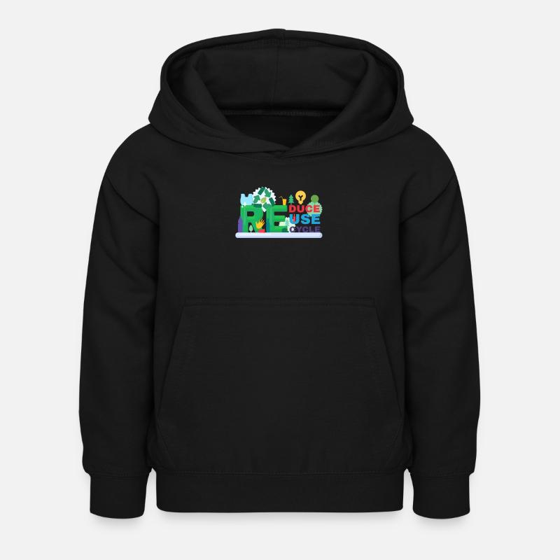 Recycle Réutiliser Renew Rethink Wind Turbine - Wind - Sweat à capuche Enfant - noir