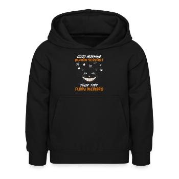 Bonjour, drôle de chat serviteur humain - Sweat à capuche Enfant - noir - Devant - AI Model Kid Female (0cm)