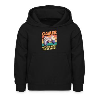 Gamer Altern nicht, Sie Leveln! Retro Gamer - Kinder Hoodie - Schwarz - Vorne - AI Model Kid Female (0cm)