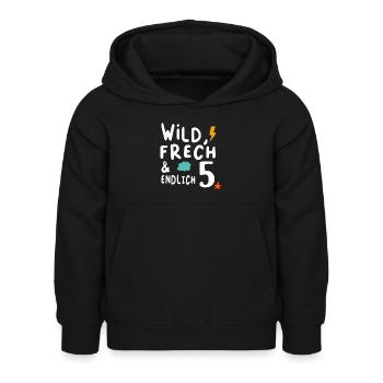 Kindergeburtstag T-Shirt Endlich Wild frech Feier - Kinder Hoodie - Schwarz - Vorne - AI Model Kid Female (0cm)