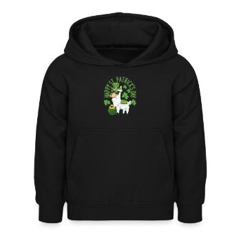 Glücklich St. Patricks Day Llama Grün Alpaka Lucky - Kinder Hoodie - Schwarz - Vorne - AI Model Kid Female (0cm)