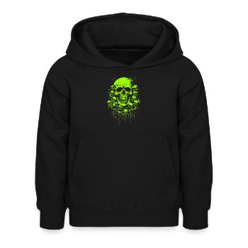 Grün schleimige lustige Totenköpfe im Überfluss - Kinder Hoodie - Schwarz - Vorne - AI Model Kid Female (0cm)