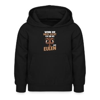 Eulen - Kinder Hoodie - Schwarz - Vorne - AI Model Kid Female (0cm)