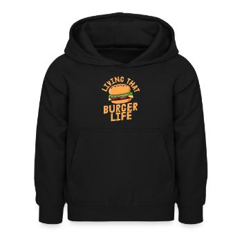 Vivre que Burger Life Hamburger Nourriture Pain à la viande - Sweat à capuche Enfant - noir - Devant - AI Model Kid Female (0cm)