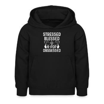 K-Pop Fan cadeau musique pop coréenne - Sweat à capuche Enfant - noir - Devant - AI Model Kid Female (0cm)