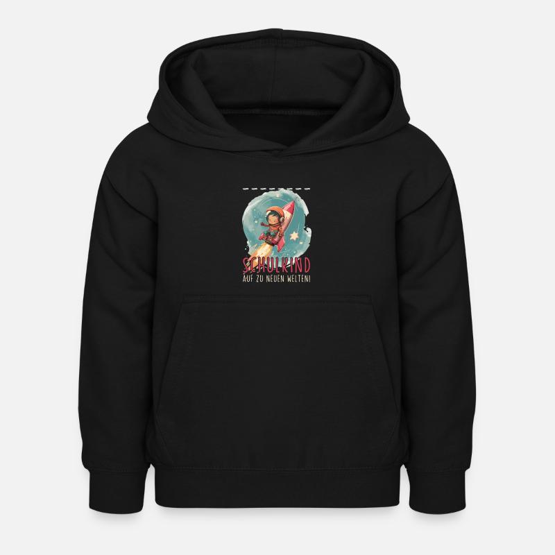 Astronaut Schulkind Personalisierbar Einschulung - Kinder Hoodie - Schwarz