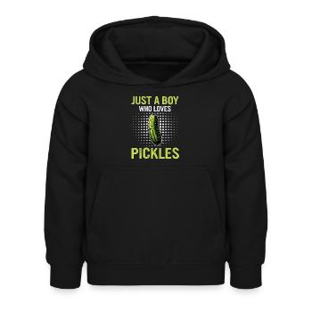 Concombre, Cornichon, Cornichon, Aneth alimentaire - Sweat à capuche Enfant - noir - Devant - AI Model Kid Female (0cm)