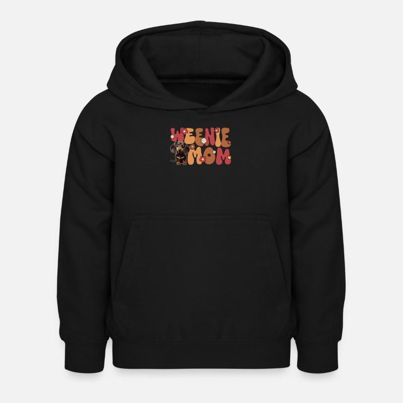Dackel Groovy Weenie mom - Kinder Hoodie - Schwarz