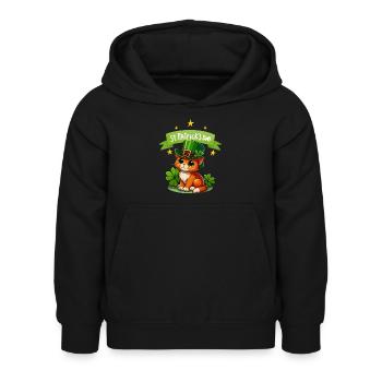 Chat de la Saint-Patrick Shamrock chanceux mignon - Sweat à capuche Enfant - noir - Devant - AI Model Kid Female (0cm)