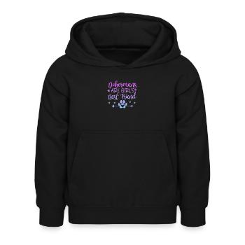 Doberman chien chiens cadeau pour animaux de compagnie - Sweat à capuche Enfant - noir - Devant - AI Model Kid Female (0cm)