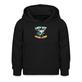 Danse Swing Lindy Hop Musique Swing Danseur Swing - Sweat à capuche Enfant - noir - Devant - AI Model Kid Female (0cm)