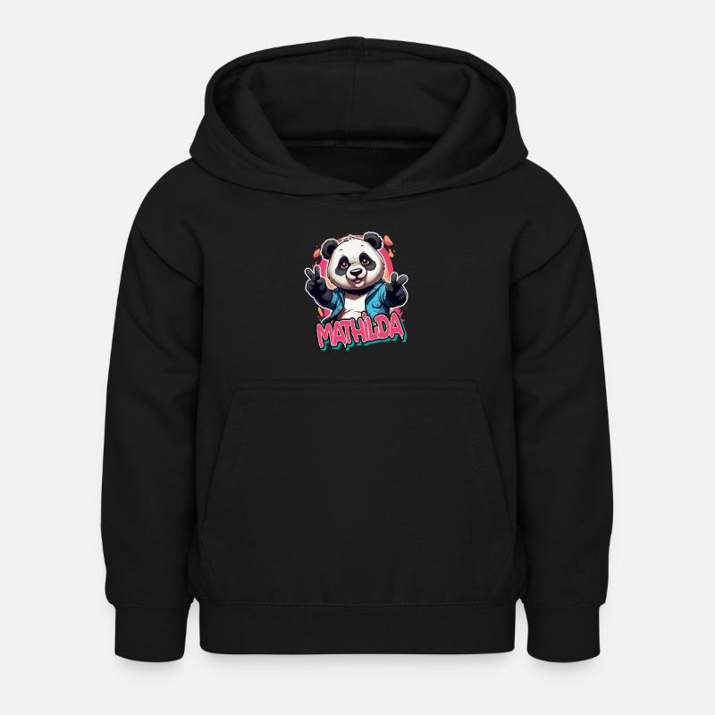 MATHILDA - Beau nom de fille avec Panda cool - Sweat à capuche Enfant - noir