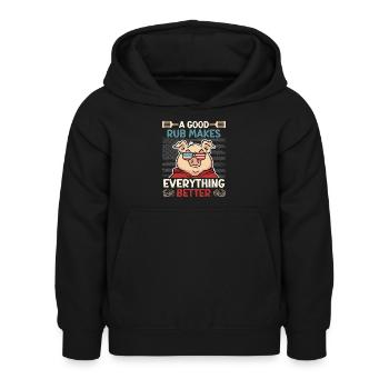 Grillmeister UN BON FROTTEMENT REND TOUT MEILLEUR - Sweat à capuche Enfant - noir - Devant - AI Model Kid Female (0cm)