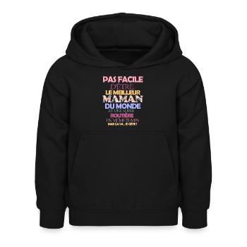 Pas facile maman et routière - Sweat à capuche Enfant - noir - Devant - AI Model Kid Female (0cm)