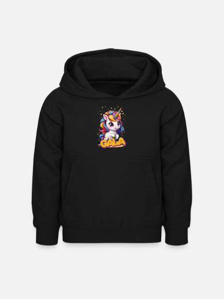 GALA - Beautiful girl name with cute unicorn - Kids Hoodie - black
