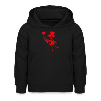 Ich liebe dich rote herz Luftballons - Kinder Hoodie - Schwarz - Vorne - AI Model Kid Female (0cm)