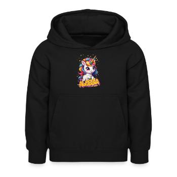 ALESSIA - Beau prénom de fille avec une jolie licorne - Sweat à capuche Enfant - noir - Devant - AI Model Kid Female (0cm)