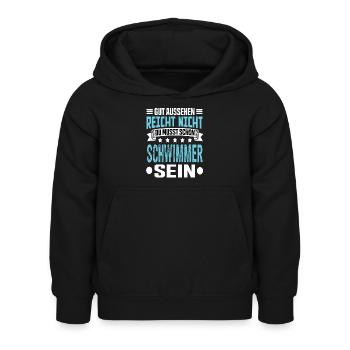 Schwimmer - Kinder Hoodie - Schwarz - Vorne - AI Model Kid Female (0cm)