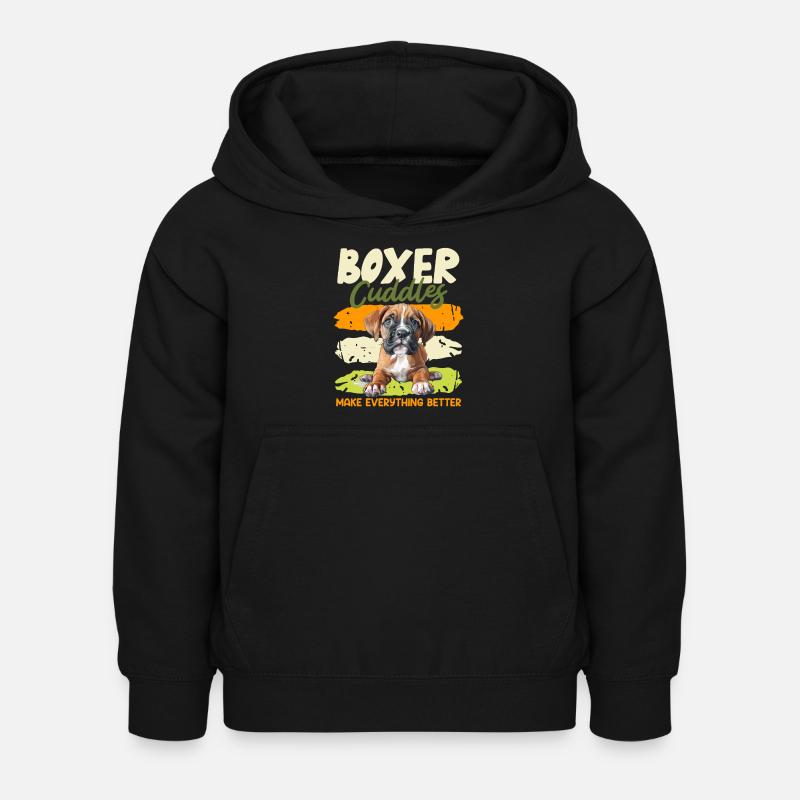 Deutscher Boxer KUSCHELN MIT EINEM BOXER BESSER - Kinder Hoodie - Schwarz