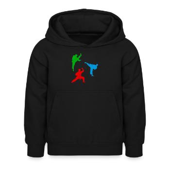 Karate silhouettes Karate fighter - Kinder Hoodie - Schwarz - Vorne - AI Model Kid Female (0cm)
