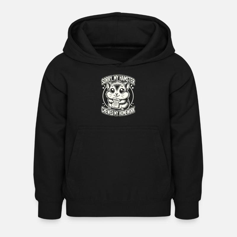 Hamster, Devoirs, Drôle Hamster - Sweat à capuche Enfant - noir