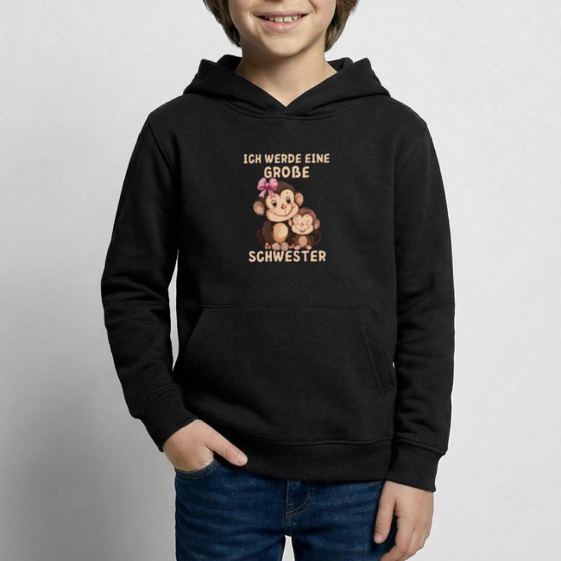 Ich werde eine große Schwester Affe Kinder Hoodie