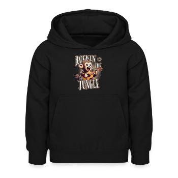 Rockin' The Jungle: Lustiger Affe mit Gitarre - Kinder Hoodie - Schwarz - Vorne - AI Model Kid Female (0cm)