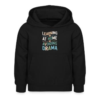 École-maison Maman Papa Vie de famille Parcours communautaire - Sweat à capuche Enfant - noir - Devant - AI Model Kid Female (0cm)