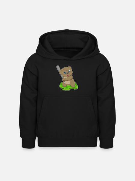 Bär Baseball Baseballschläger - Kinder Hoodie - Schwarz