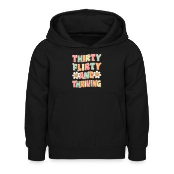 Thirty Flirty and Thriving Groovy 30th Birthday - Kids Hoodie - black - Front - AI Model Kid Female (0cm)