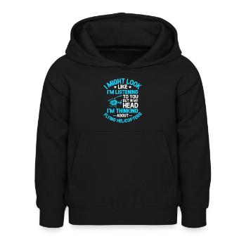 Toi Mais dans ma tête, je pense à Flying Helic - Sweat à capuche Enfant - noir - Devant - AI Model Kid Female (0cm)