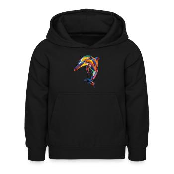 Delphin - Kinder Hoodie - Schwarz - Vorne - AI Model Kid Female (0cm)