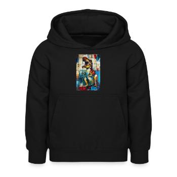 T-Rex - Sweat à capuche Enfant - noir - Devant - AI Model Kid Female (0cm)