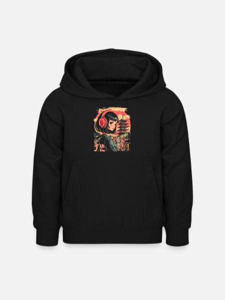 Anime Mädchen Japan - Kinder Hoodie - Schwarz